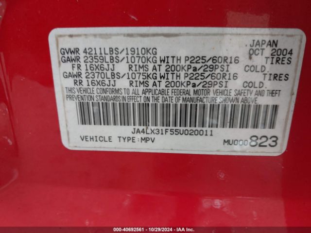 2005 MITSUBISHI OUTLANDER JA4LX31F55U020011 Photo 8