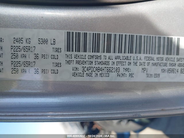 Dodge JOURNEY SE 2017 3C4PDCAB4HT662103 Image 9
