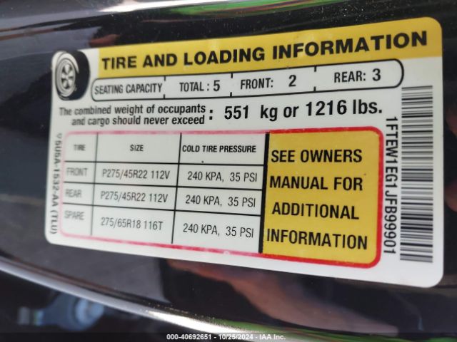 1FTEW1EG1JFB99901 Ford F-150 Limited