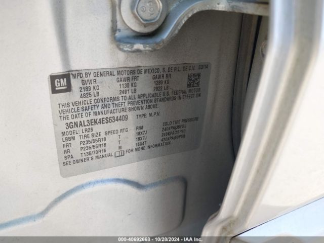 3GNAL3EK4ES634409 Chevrolet Captiva Sport Lt