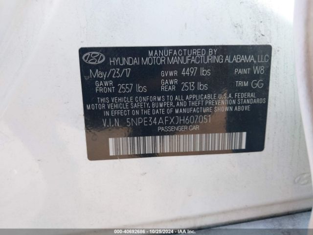 5NPE34AFXJH607051 Hyundai Sonata Limited
