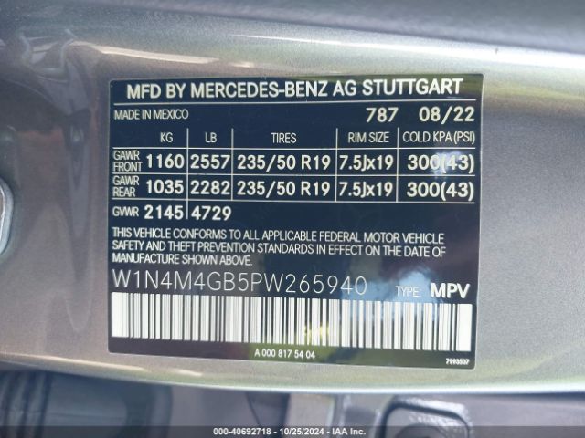 W1N4M4GB5PW265940 Mercedes-Benz GLB 250