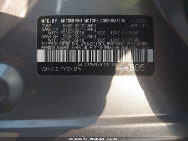 2013 MITSUBISHI OUTLANDER JA4JT3AW9DU019297 Photo 8