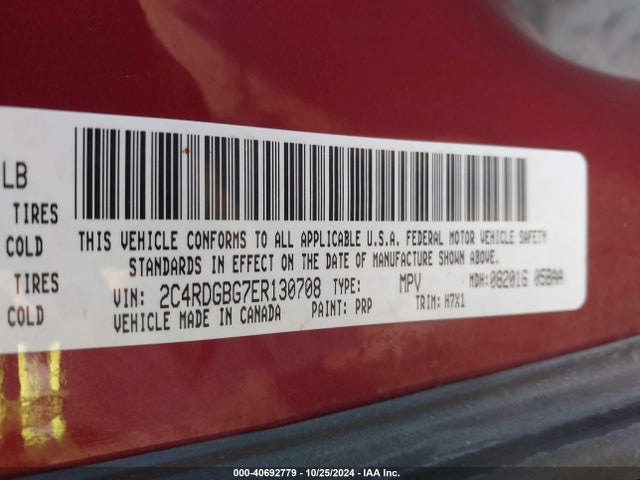 2C4RDGBG7ER130708 Dodge Grand Caravan American Value Pkg