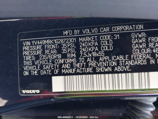 YV449MRK1G2872301 Volvo Xc60 T6 Drive-e