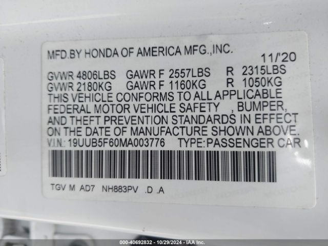 2021 ACURA TLX 19UUB5F60MA003776 Photo 8