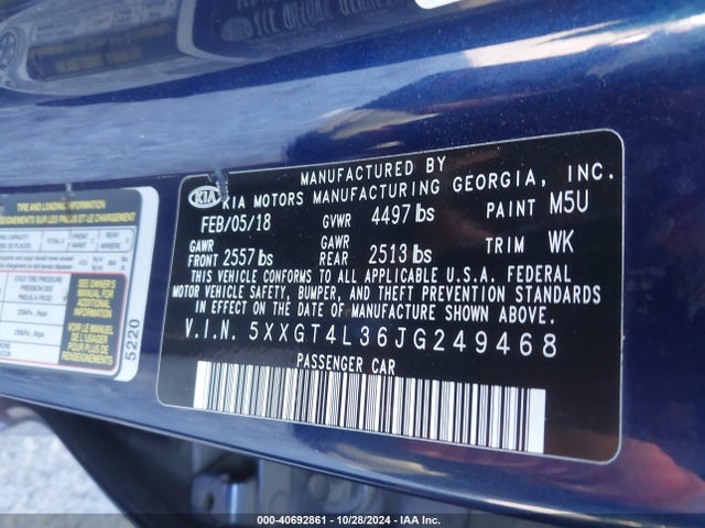 5XXGT4L36JG249468 KIA gdi