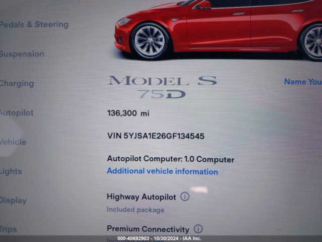 5YJSA1E26GF134545 Tesla Model S 60d/70d/75d/85d/90d