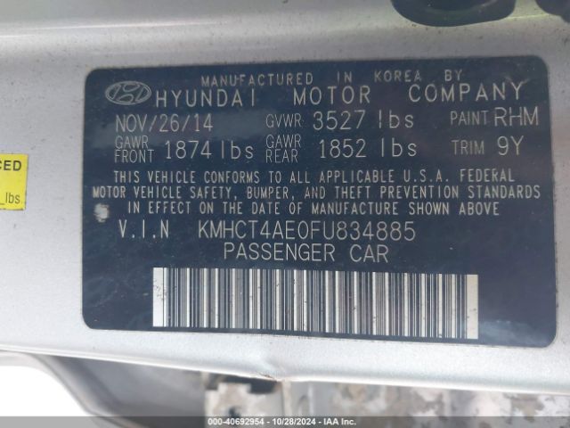 KMHCT4AE0FU834885 Hyundai ACCENT GLS