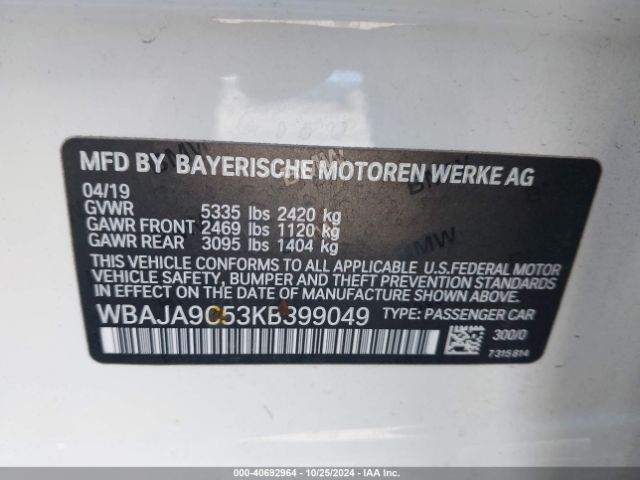 WBAJA9C53KB399049 BMW 530e Iperformance