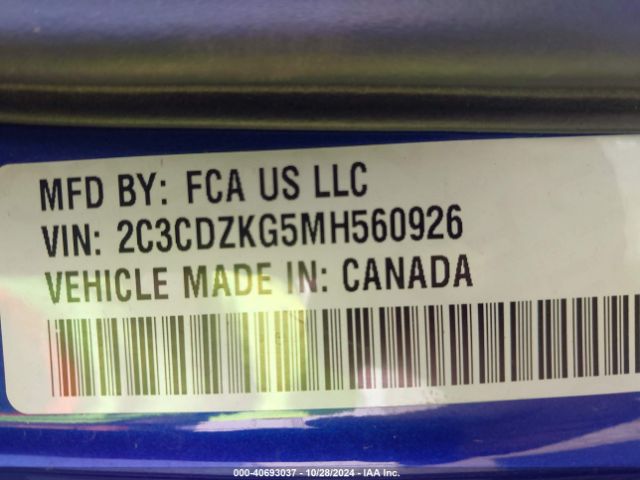 2C3CDZKG5MH560926 Dodge Challenger Gt Awd