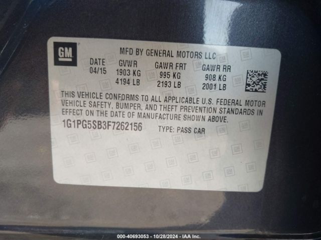 1G1PG5SB3F7262156 Chevrolet CRUZE LTZ