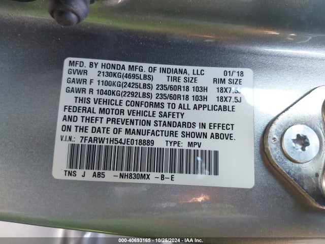 Honda CR-V EX 2018 7FARW1H54JE018889 Image 9