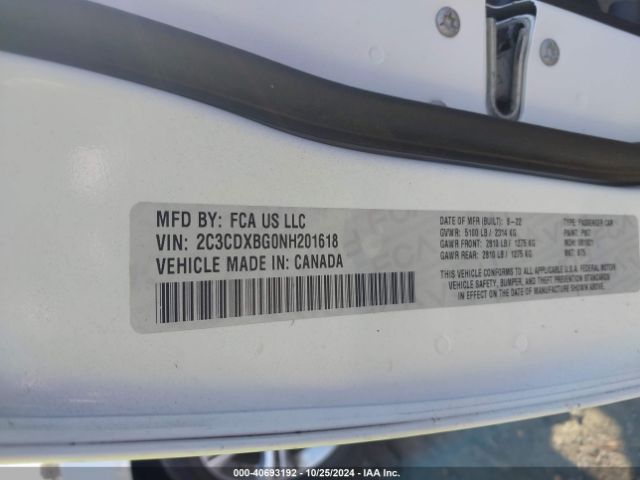 2C3CDXBG0NH201618 Dodge Charger Sxt Rwd
