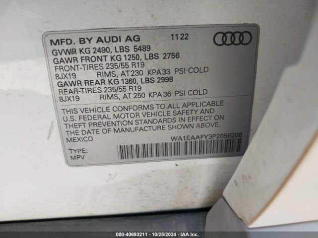 WA1EAAFY3P2056206 Audi Q5 Premium Plus 45 Tfsi S Line Quattro