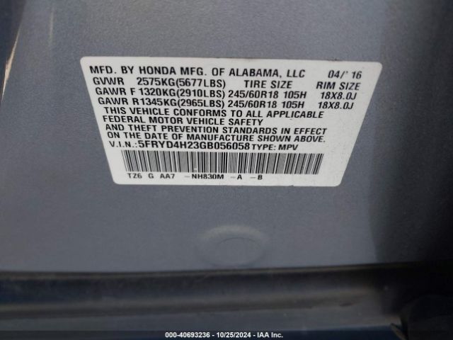 5FRYD4H23GB056058 Acura Mdx Acurawatch Plus Package