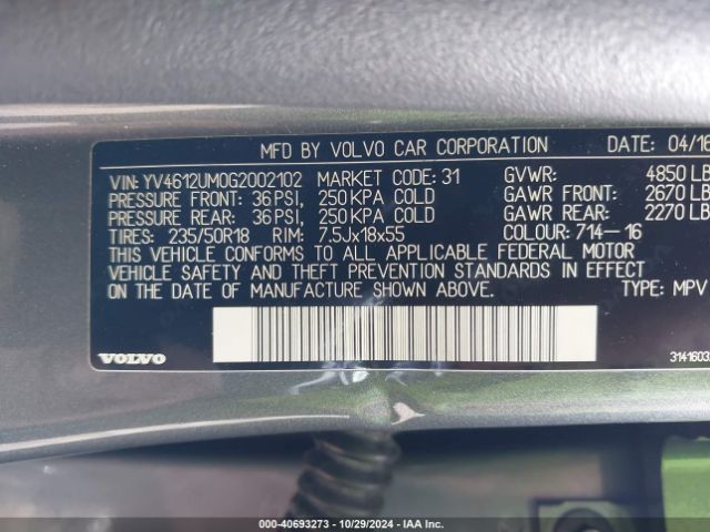 2016 VOLVO S60 CROSS COUNTRY YV4612UM0G2002102 Photo 8