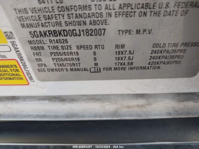 5GAKRBKD0GJ182007 Buick Enclave Leather