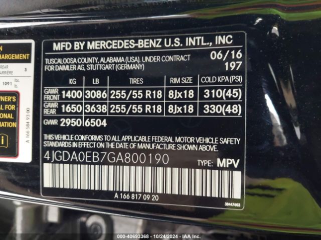 4JGDA0EB7GA800190 Mercedes-Benz Gle 300d 4matic