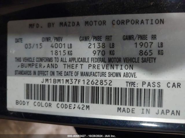 JM1BM1M37F1262852 Mazda Mazda3 S Grand Touring