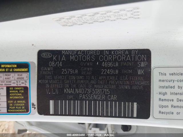 KIA Cadenza Premium 2015 KNALN4D73F5181715 Image 9