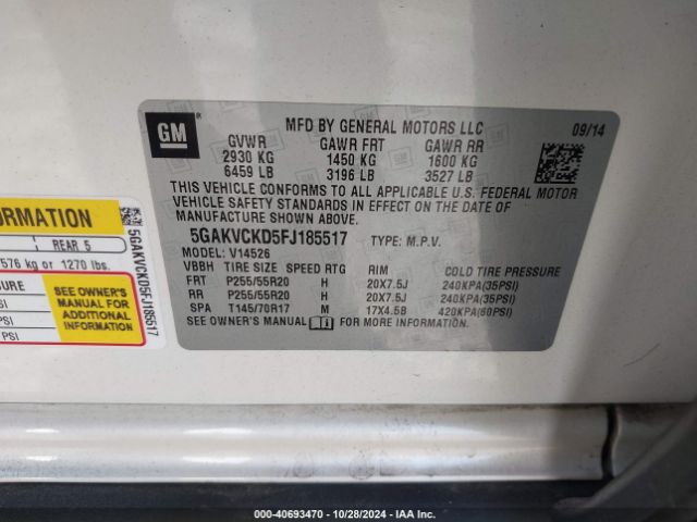 5GAKVCKD5FJ185517 Buick Enclave Premium