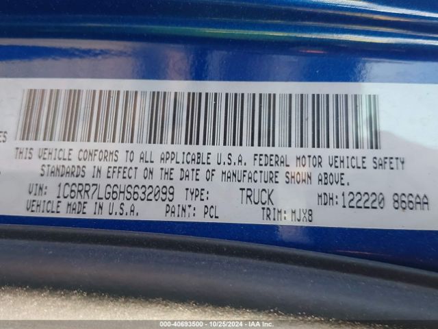 1C6RR7LG6HS632099 RAM 1500 Big Horn  4x4 5'7 Box