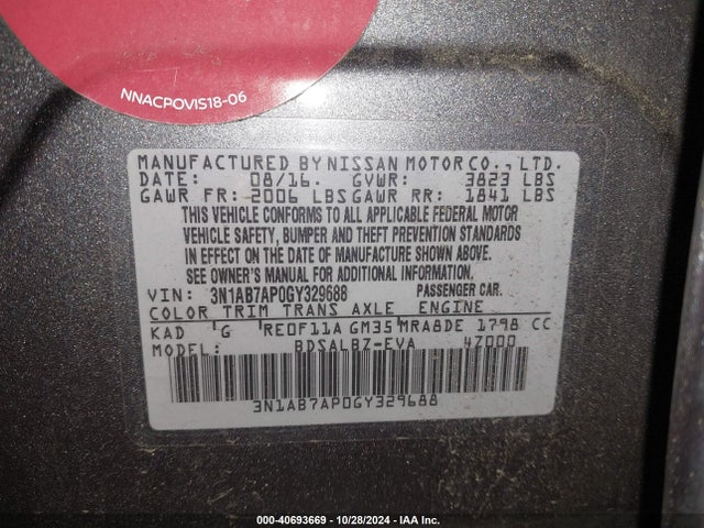 Nissan SENTRA S 2016 3N1AB7AP0GY329688 Image 9