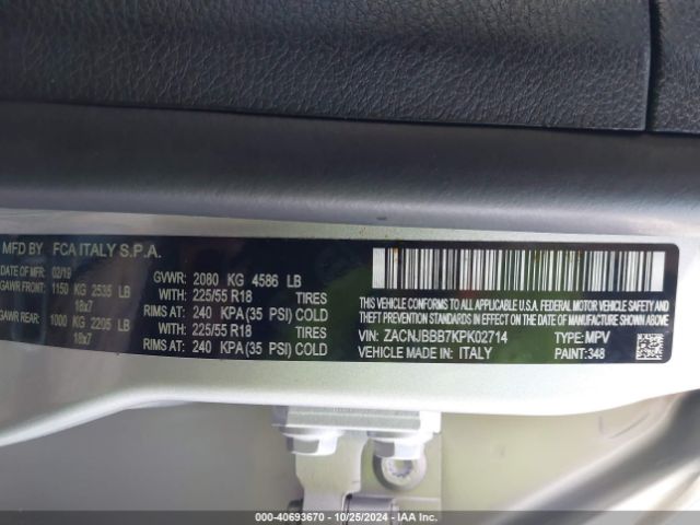 ZACNJBBB7KPK02714 Jeep Renegade Altitude 4x4