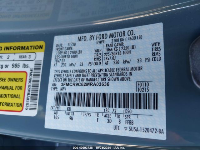 3FMCR9C62MRA03636 Ford Bronco Sport Outer Banks