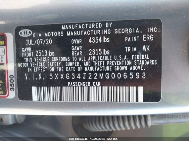5XXG34J22MG006593 KIA K5 EX