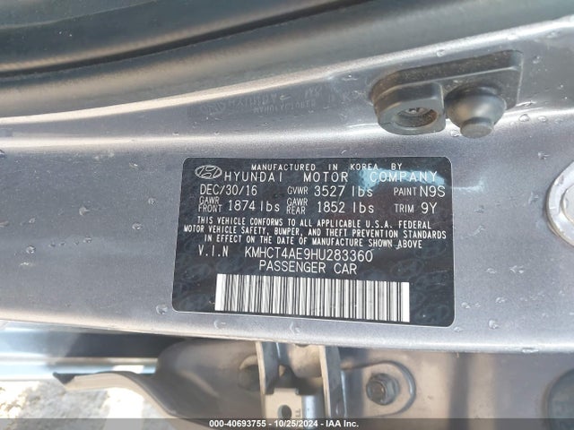 Hyundai ACCENT SE 2017 KMHCT4AE9HU283360 Image 9