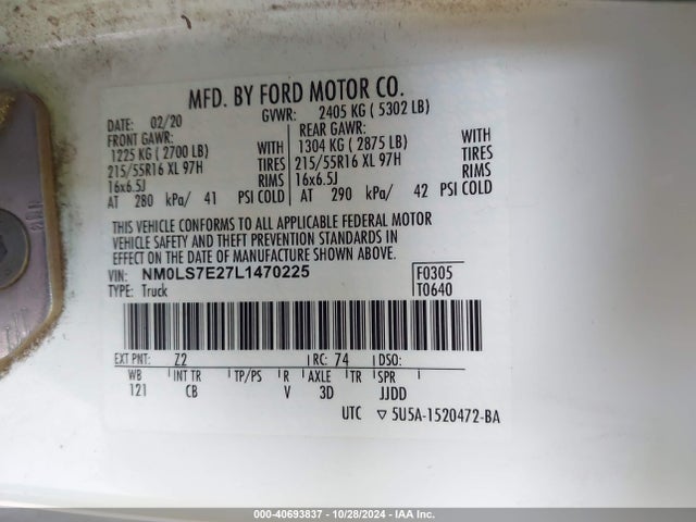 Ford Transit Connect Xl 2020 NM0LS7E27L1470225 Image 9