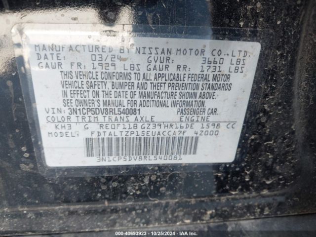 3N1CP5DV8RL540081 Nissan Kicks Sr Xtronic Cvt