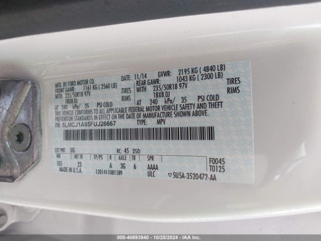 5LMCJ1A95FUJ26667 Lincoln MKC