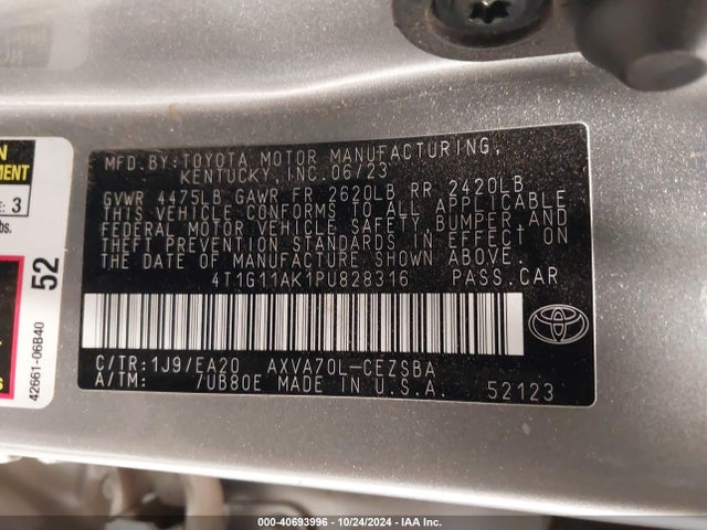 Toyota CAMRY SE 2023 4T1G11AK1PU828316 Image 9