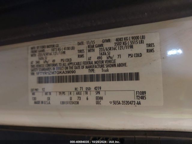 1FTYR1ZM7GKA39090 Ford Transit-250