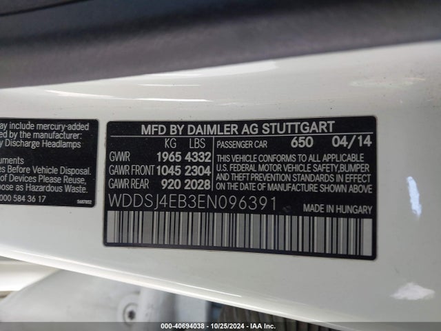 WDDSJ4EB3EN096391 Mercedes-Benz CLA 250