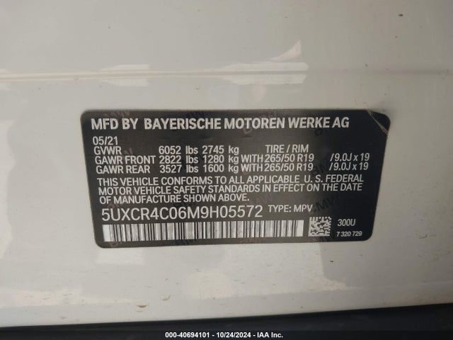 5UXCR4C06M9H05572 BMW X5 Sdrive40i