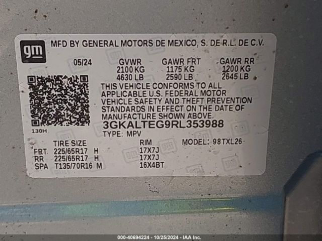 3GKALTEG9RL353988 GMC Terrain Awd Sle