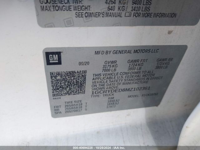 1GCRYDED8MZ102361 Chevrolet Silverado 1500 4wd Double Cab Standard Bed Lt