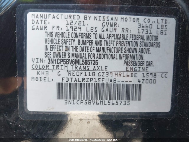 Nissan Kicks S Xtronic Cvt 2021 3N1CP5BV6ML565735 Image 9