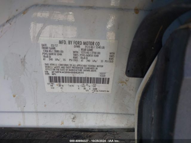 2FMPK4G99HBB82615 Ford EDGE SE