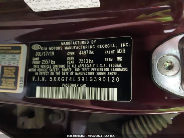KIA Optima Lx 2020 5XXGT4L39LG390120 Image 9