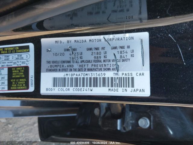 JM1BPAA70M1315659 Mazda Mazda3 2.0