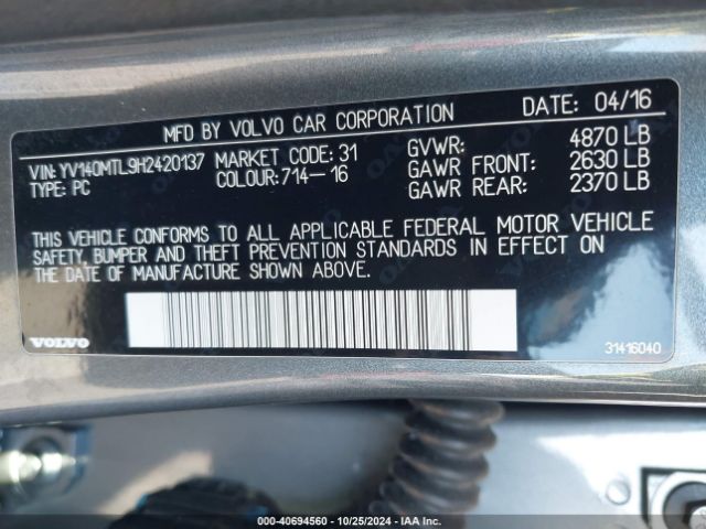 YV140MTL9H2420137 Volvo S60 T5 Dynamic