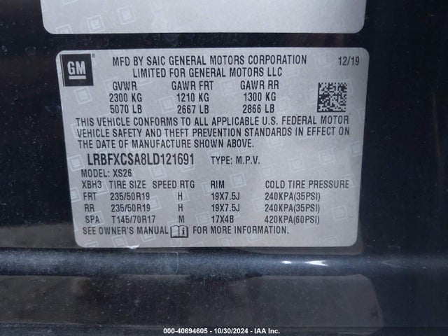 LRBFXCSA8LD121691 Buick Envision Fwd Essence