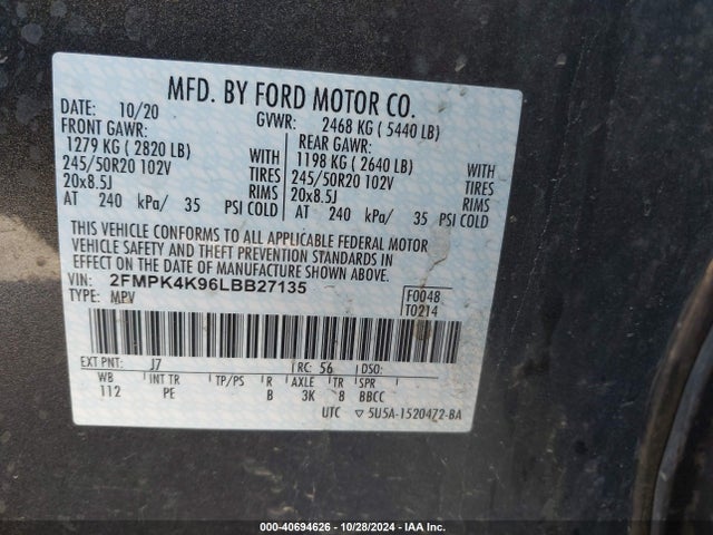 Ford Edge Titanium 2020 2FMPK4K96LBB27135 Image 9