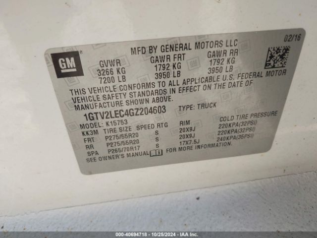 1GTV2LEC4GZ204603 GMC SIERRA 1500