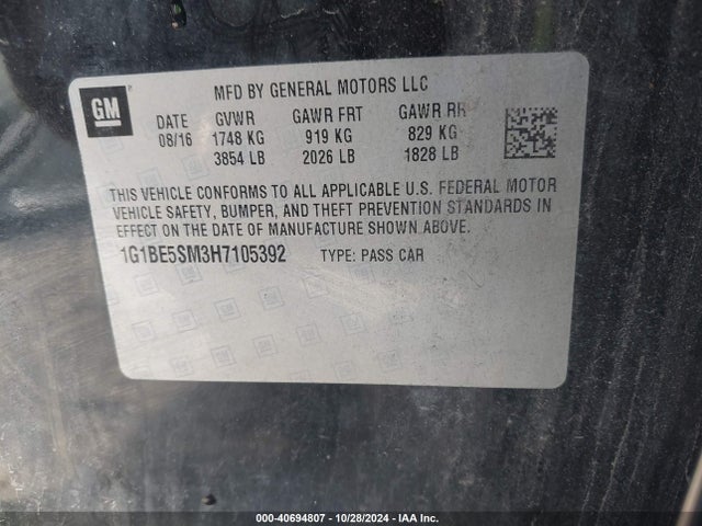 Chevrolet Cruze Lt Auto 2017 1G1BE5SM3H7105392 Image 9